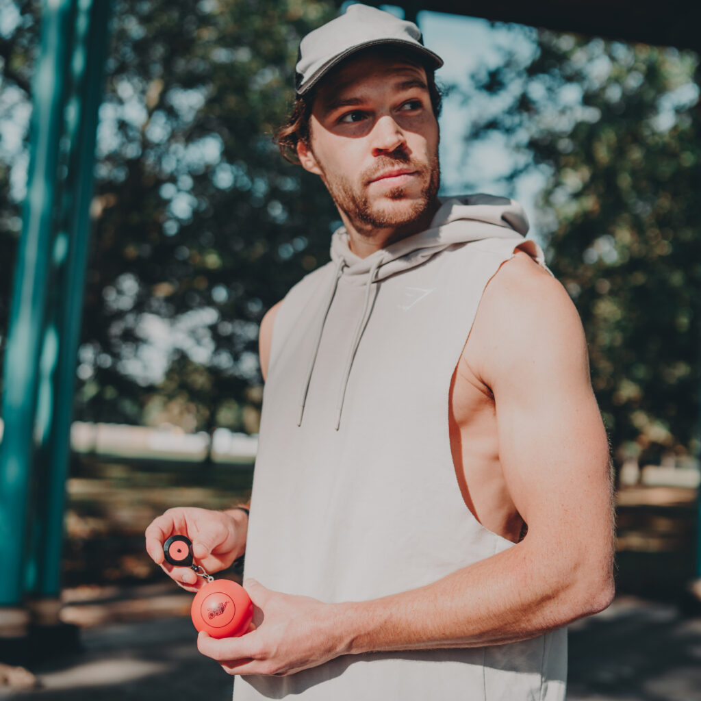 A man playing with Footzyball